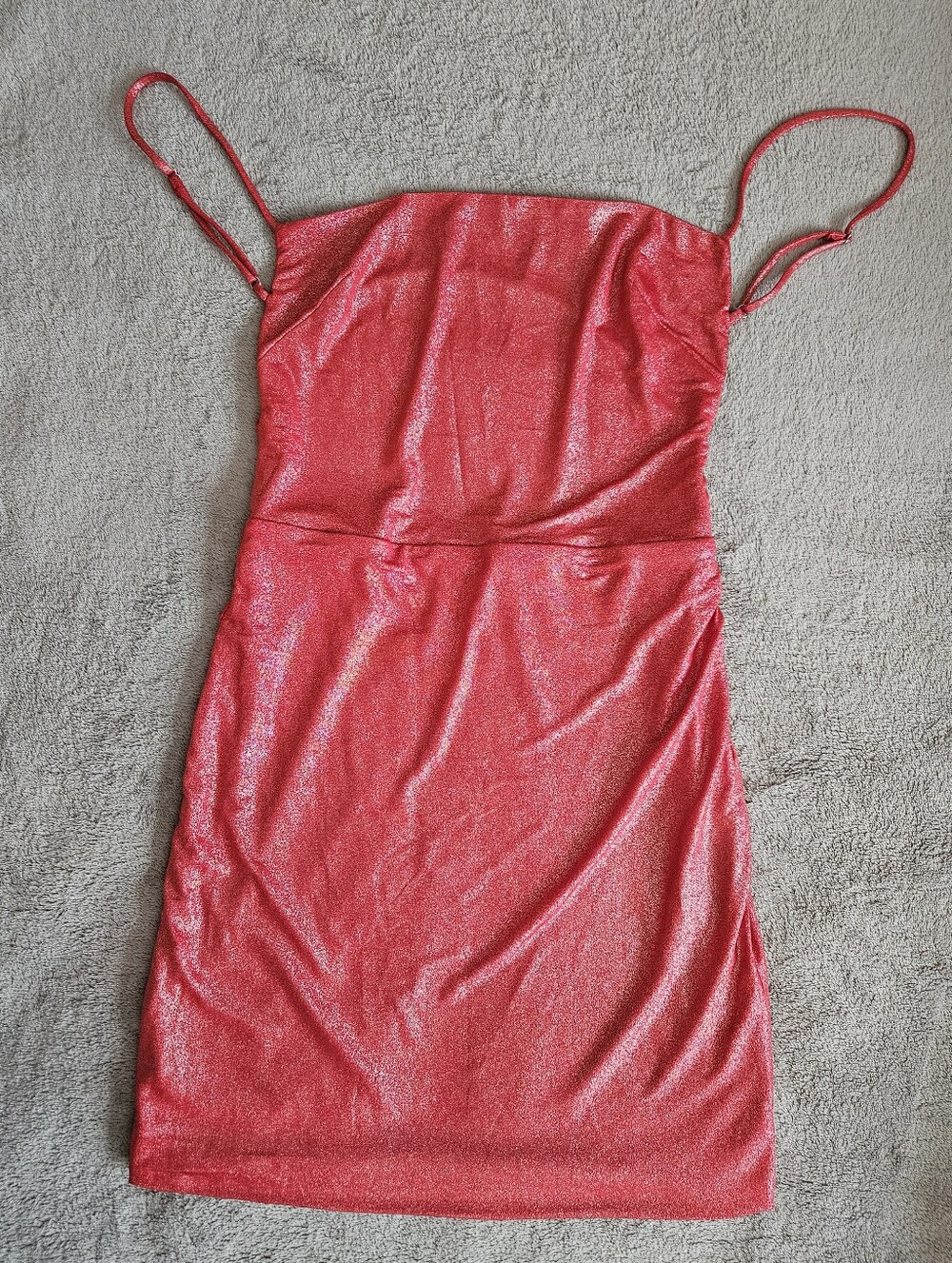 Red Shimmer Strappy Mini Dress New